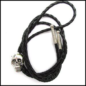 Western Bolo Tie with Skull Ornament Classic Vintage Style Handcrafted USA